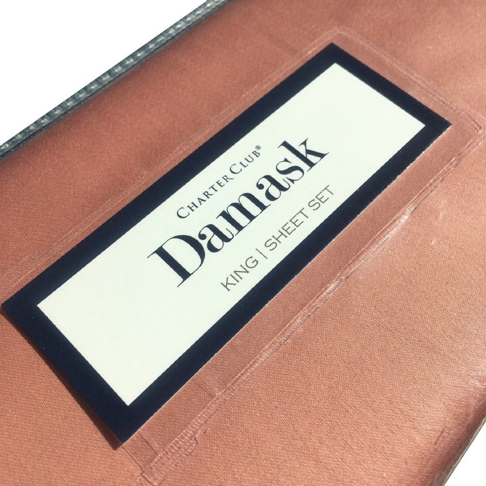 brand new BAKED CLAY Charter Club Damask Solid 550 TC 100% Cotton KING Sheet Set